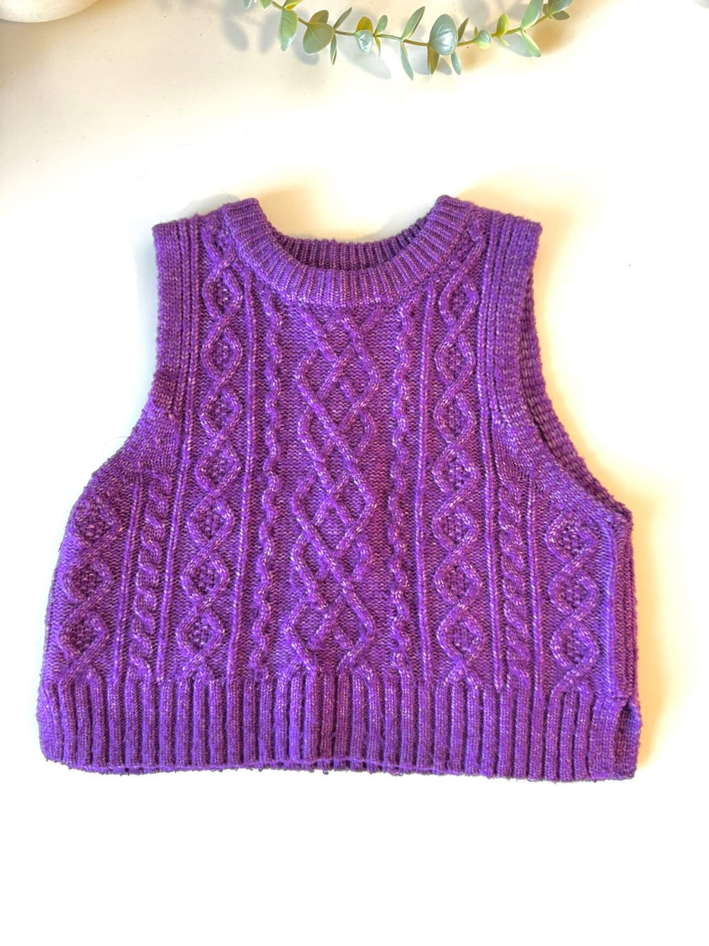 Zara Girls Cable Knit Sweater Vest Purple Size 6-7